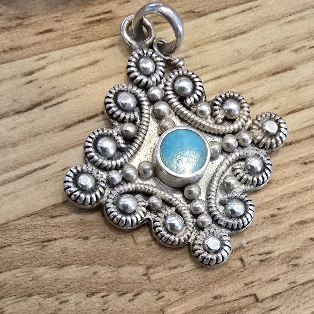 Vintage Sterling Silver and Turquoise Pendant